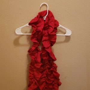 Red scrunched scarf